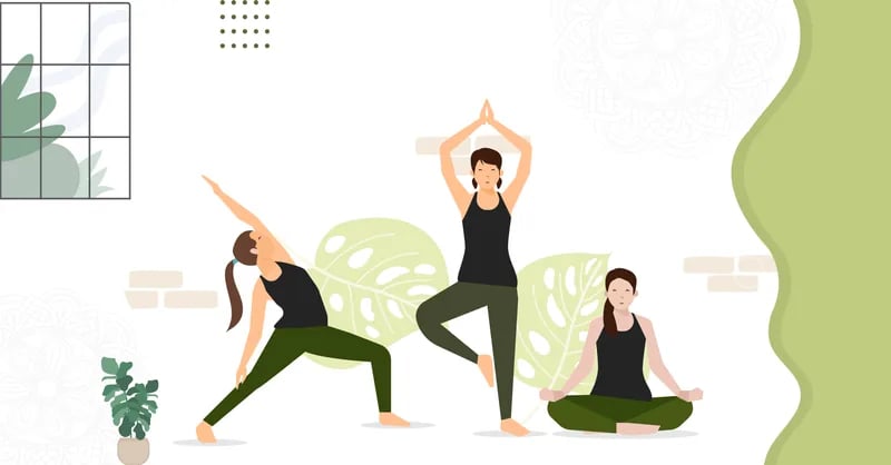 Group of people practicing boat pose on yoga mats