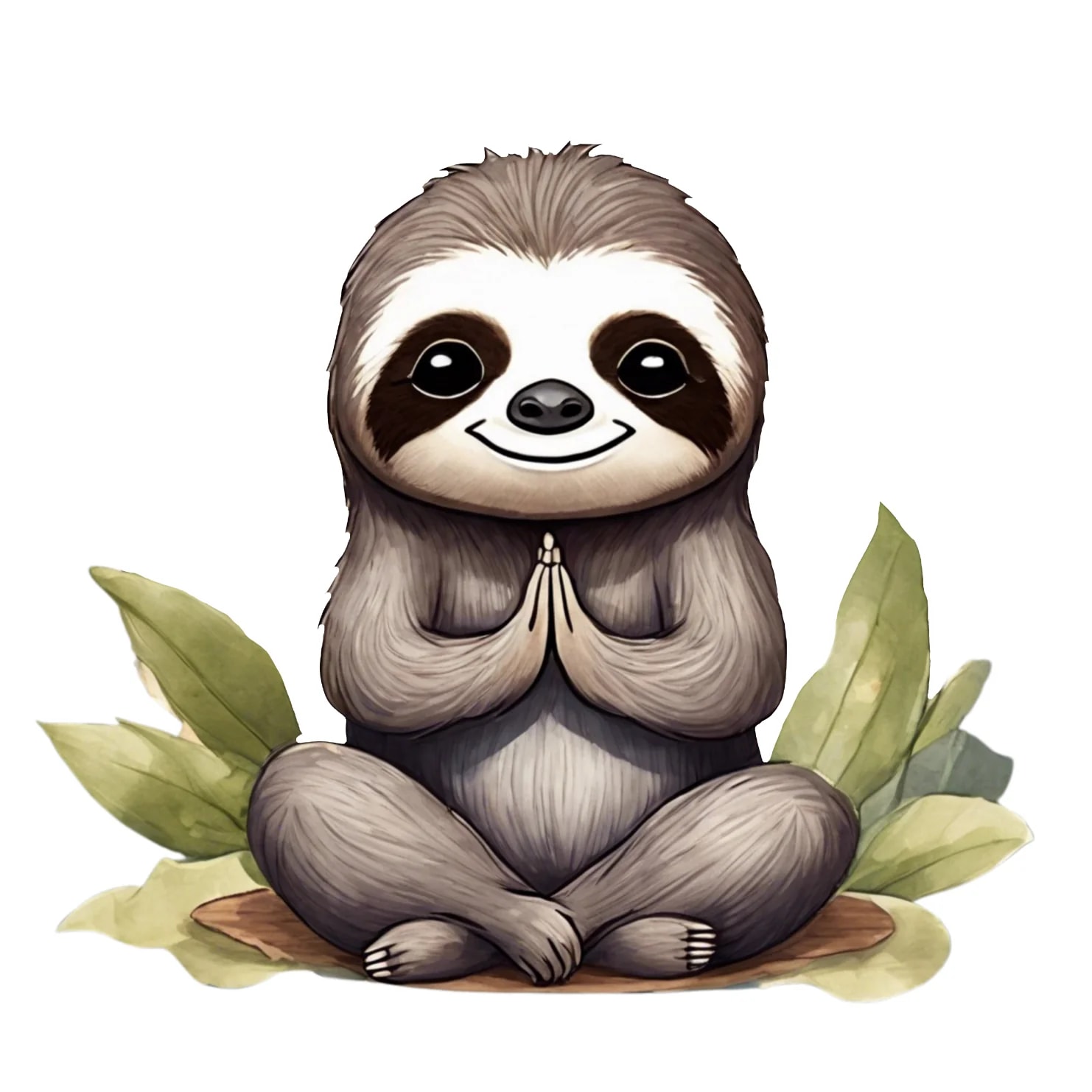 My Yogi mascot — a sloth meditating in a yoga pose